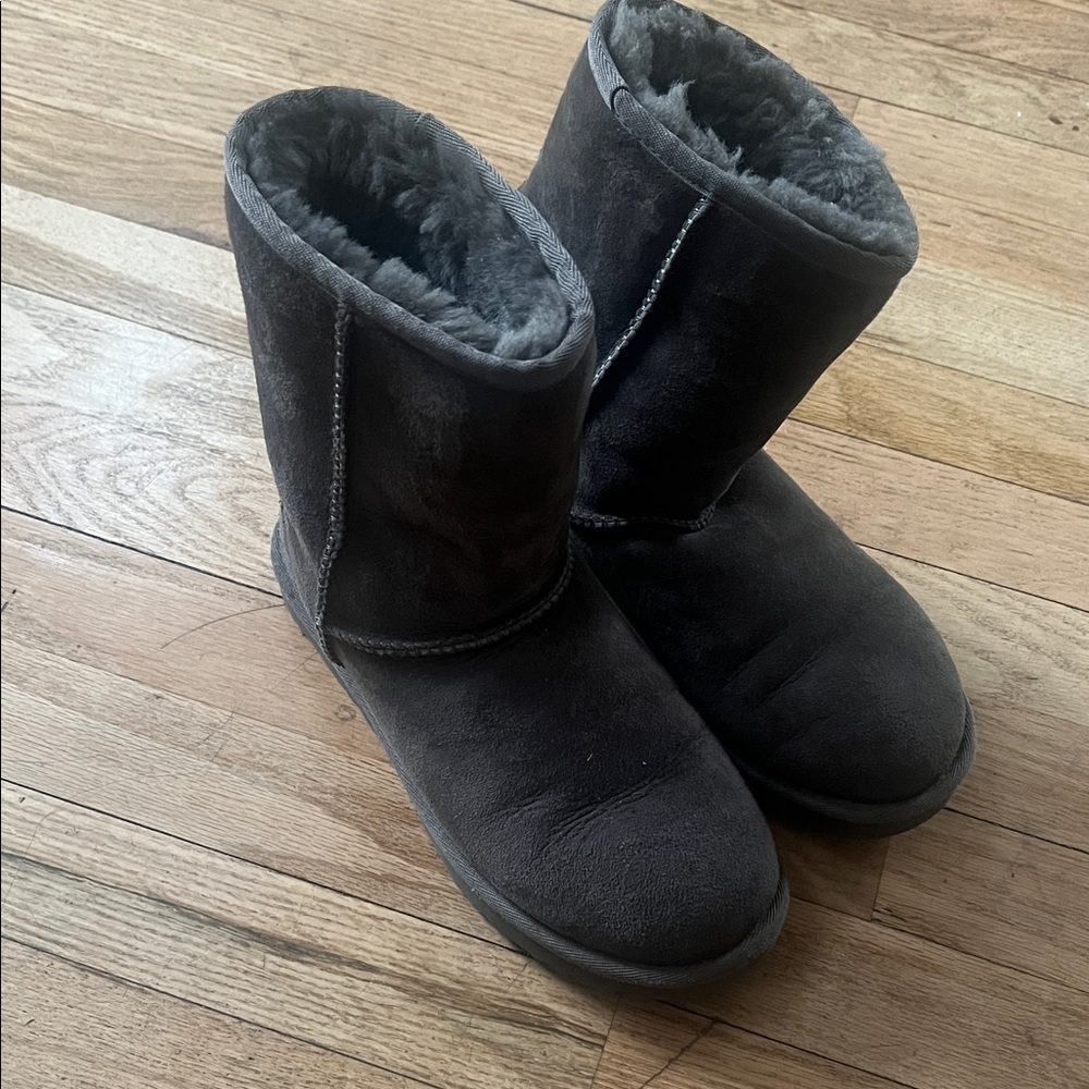 Uggs Cozy Gray Fur-Lined Boots